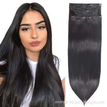 Best Price 5pcs/set  18"Synthetic Long Straight Hair Heat Resistant  Women Hair Extension Set Clip In Hair